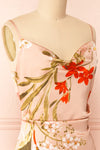 Annelise Pink Cowl Neck Floral Midi Dress | Boutique 1861 side close-up