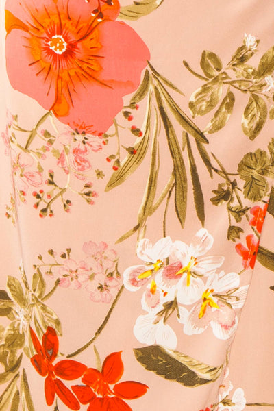 Annelise Pink Cowl Neck Floral Midi Dress | Boutique 1861 fabric