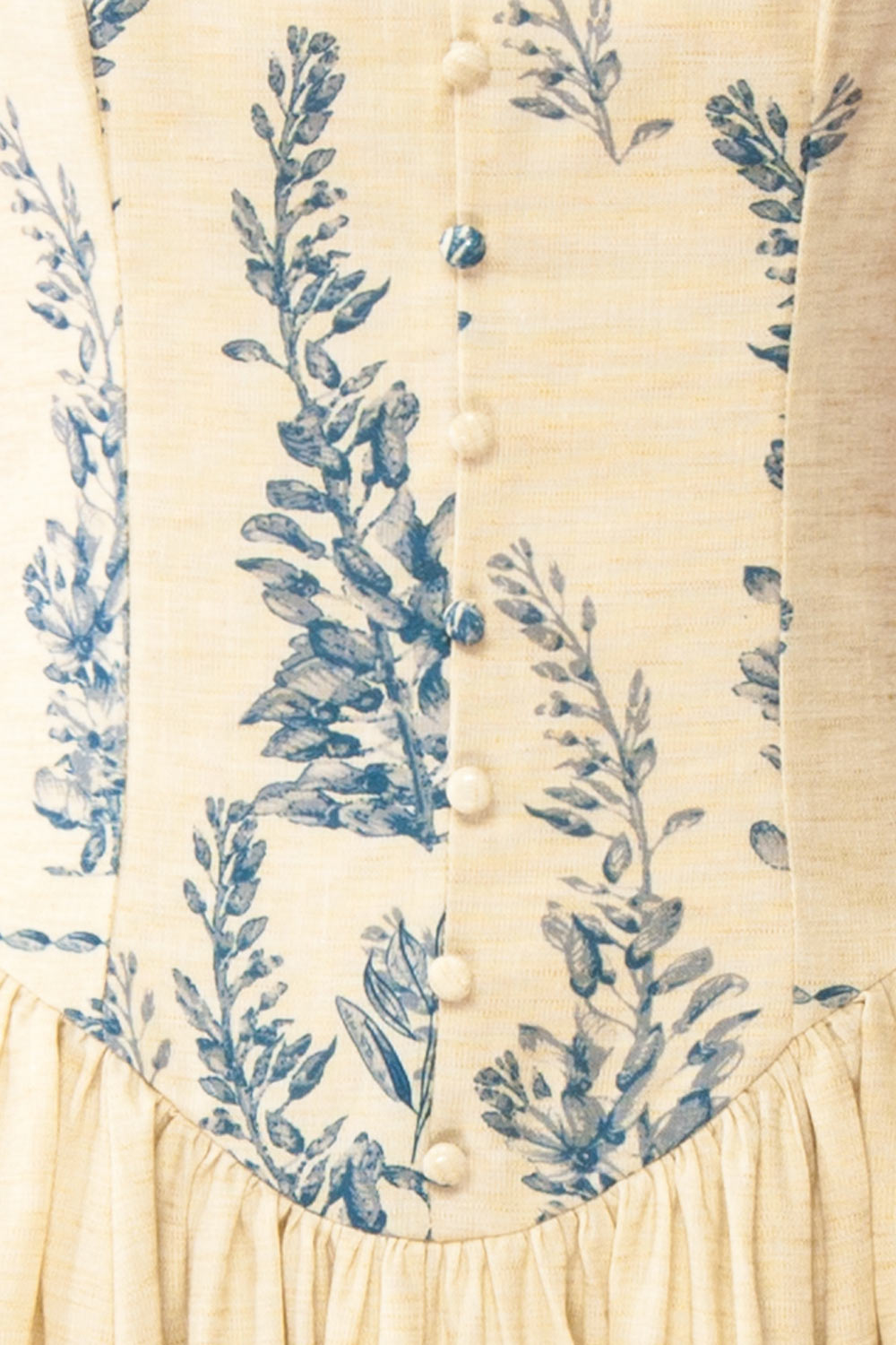 Anthea Beige Floral Long Dress with Scalloped Straps | Boutique 1861 fabric 