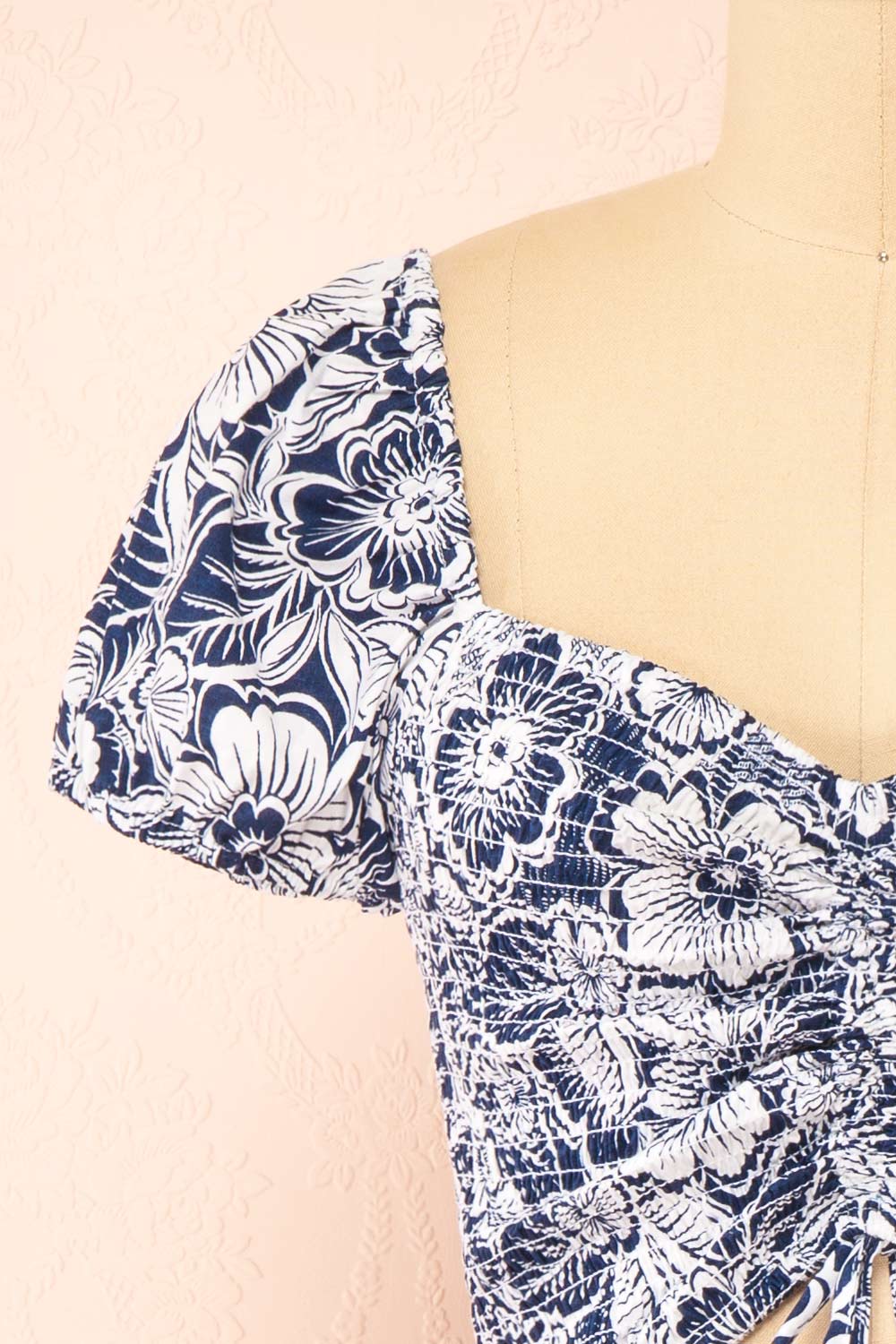 Anthela Ruched Navy Floral Top | Boutique 1861 front 