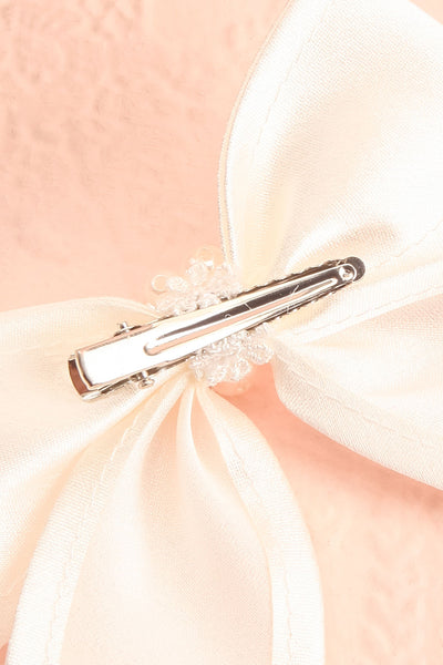 Antimony White Bow Hair Clip w/ Pearls | Boudoir 1861 back close-up