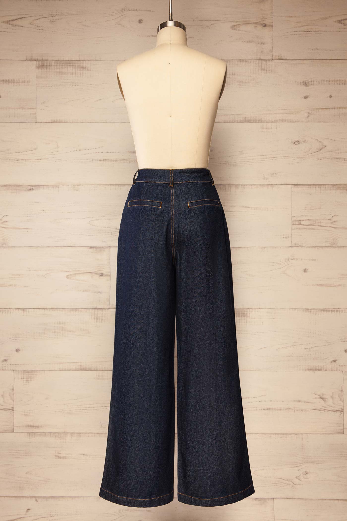 Antoing Navy High-Waisted Wide-Leg Denim Pants | La petite garçonne back