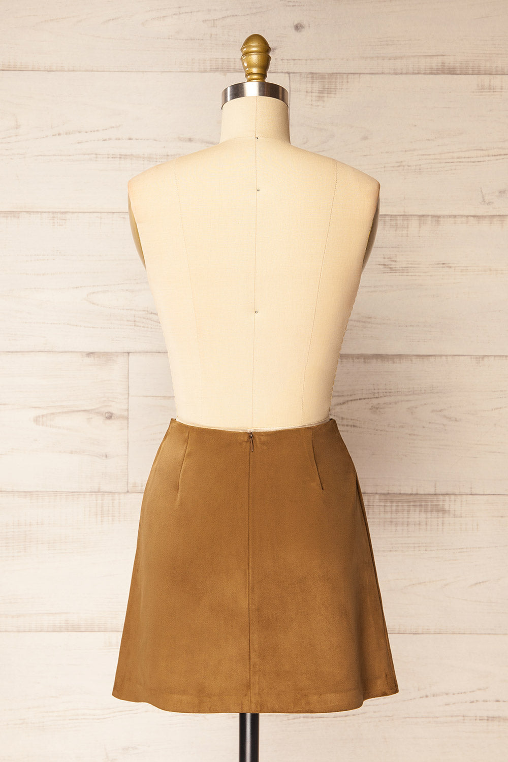 Antwerp Brown Short Skirt in Faux Suede | La petite garçonne back view