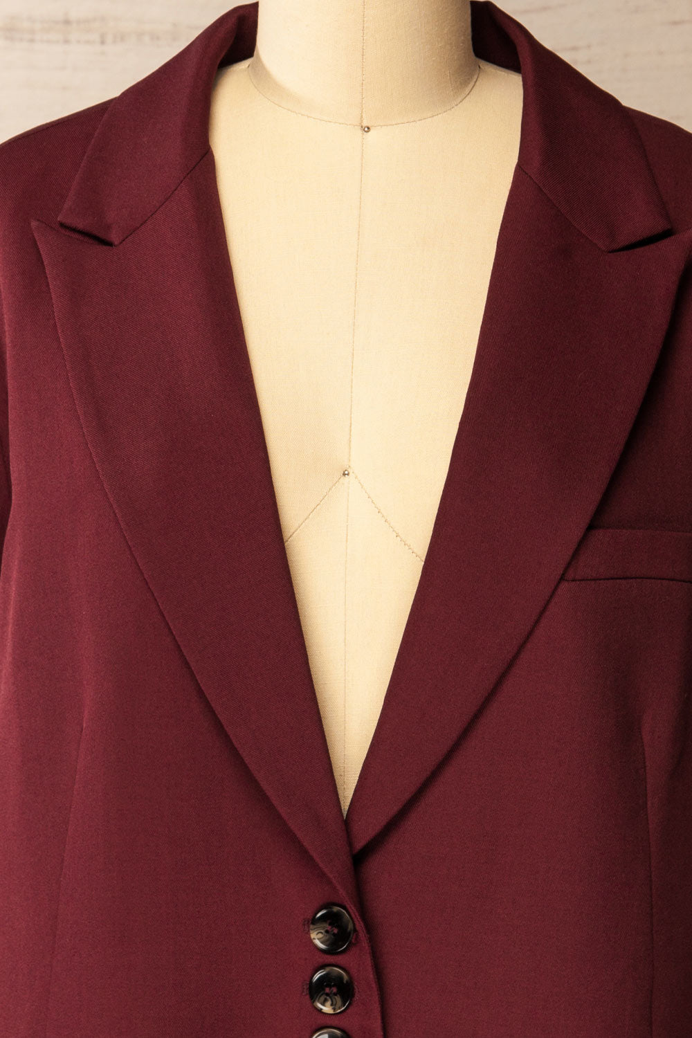 Aosta Burgundy Oversized Blazer with Back-Tie | La petite garçonne front