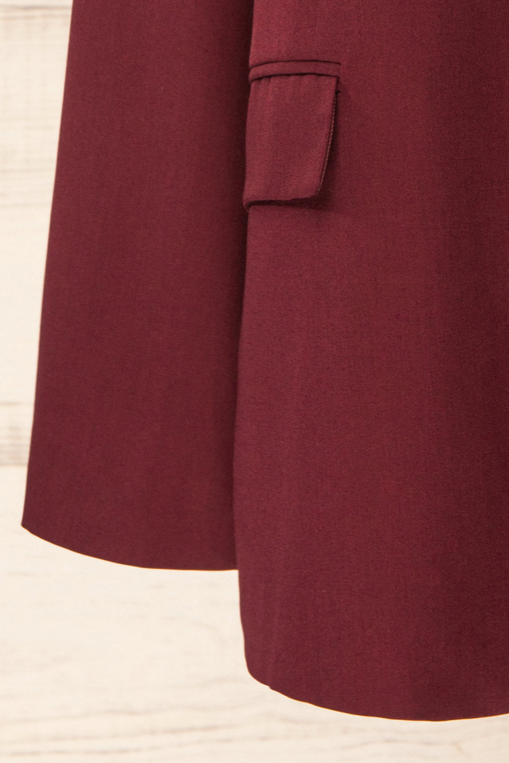 Aosta Burgundy Oversized Blazer with Back-Tie | La petite garçonne sleeve