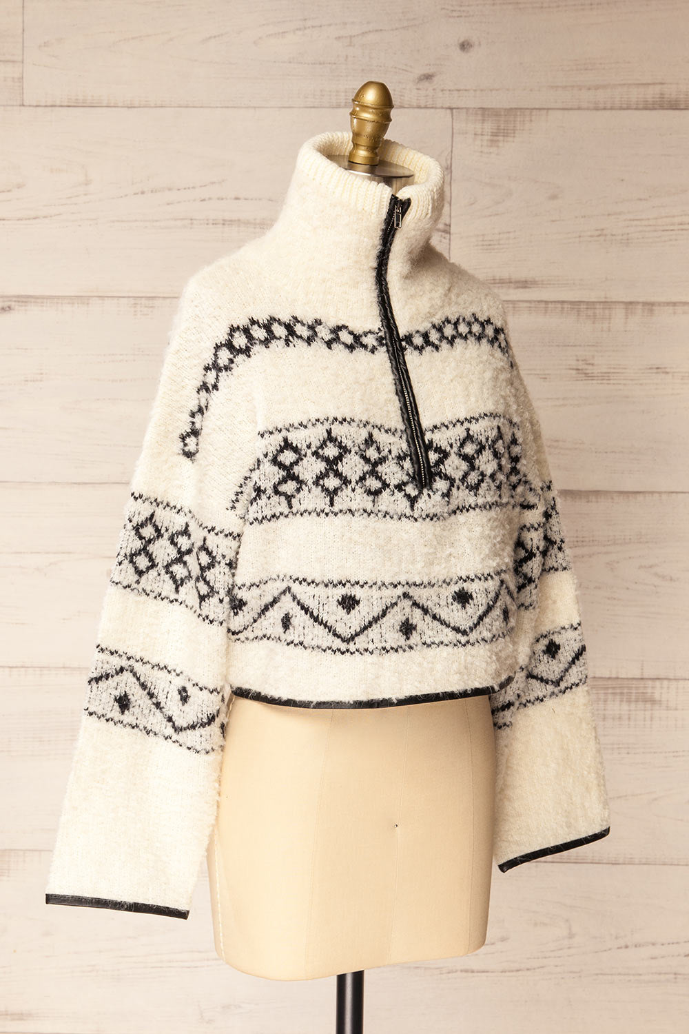 Aquino | Tricot Écourté à Motif avec Col Montant