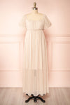 Araminta Pleated Beige Maxi Babydoll Dress | Boutique 1861 front view