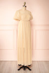 Araminta Beige Pleated Maxi Babydoll Dress | Boutique 1861 side view