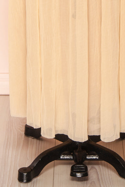 Araminta Beige Pleated Maxi Babydoll Dress | Boutique 1861 bottom
