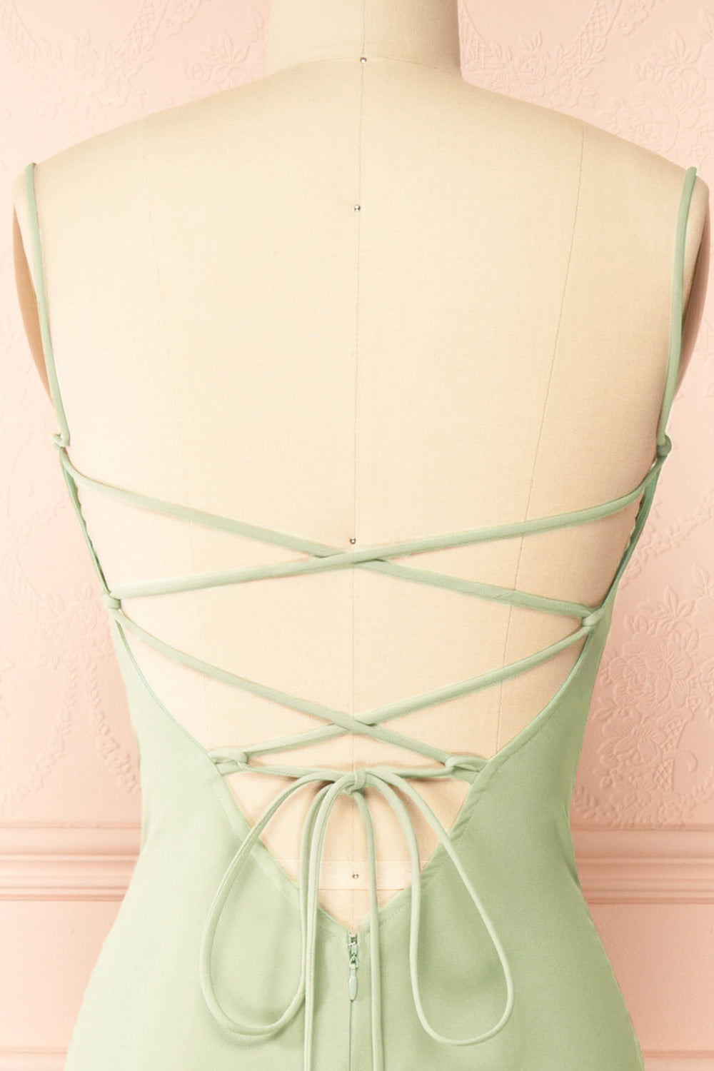 Arannia Mint Fitted Midi Dress with Laced Back | Boutique 1861  back