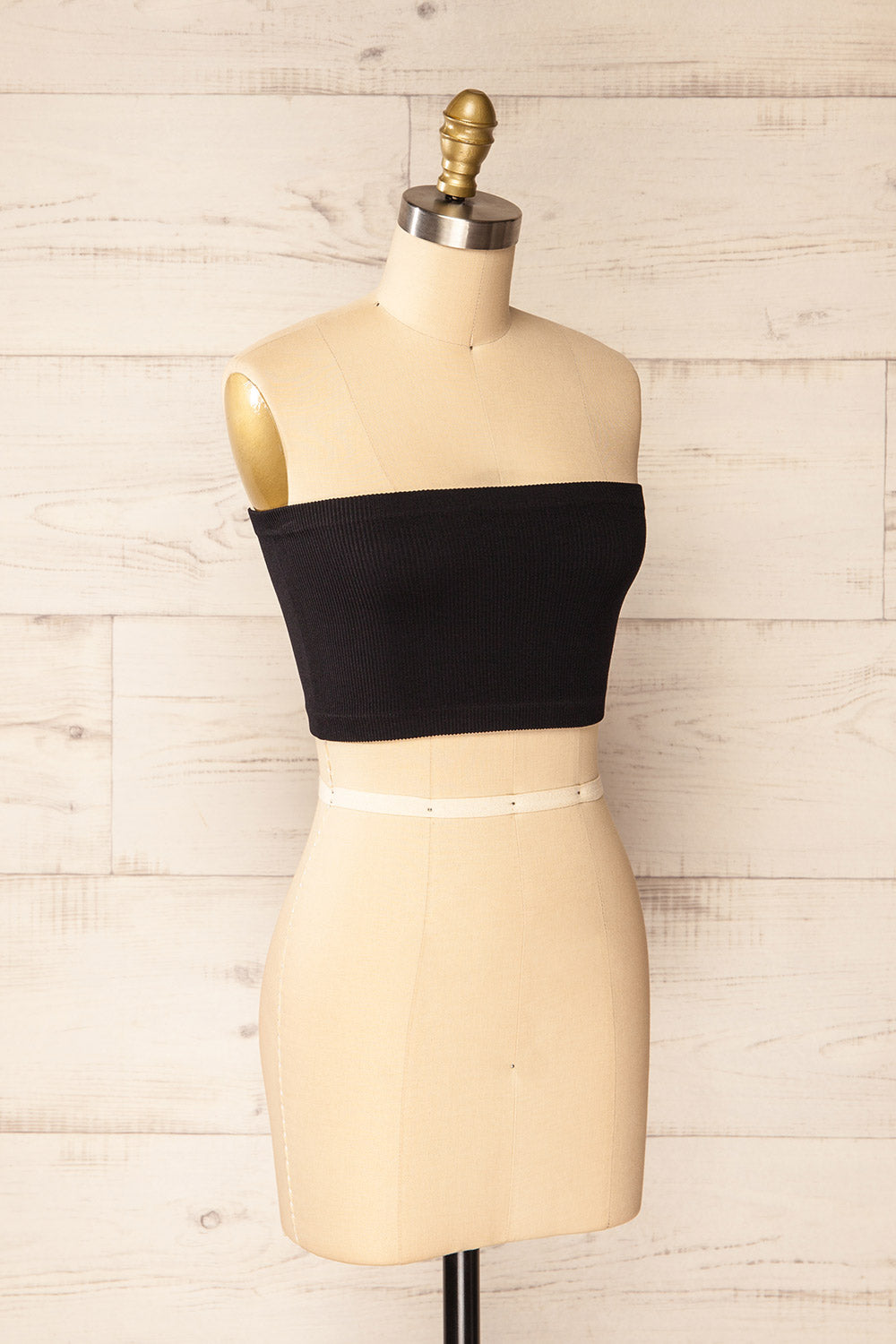 Arcachon Black Ribbed Bandeau Top | La petite garçonne side view 