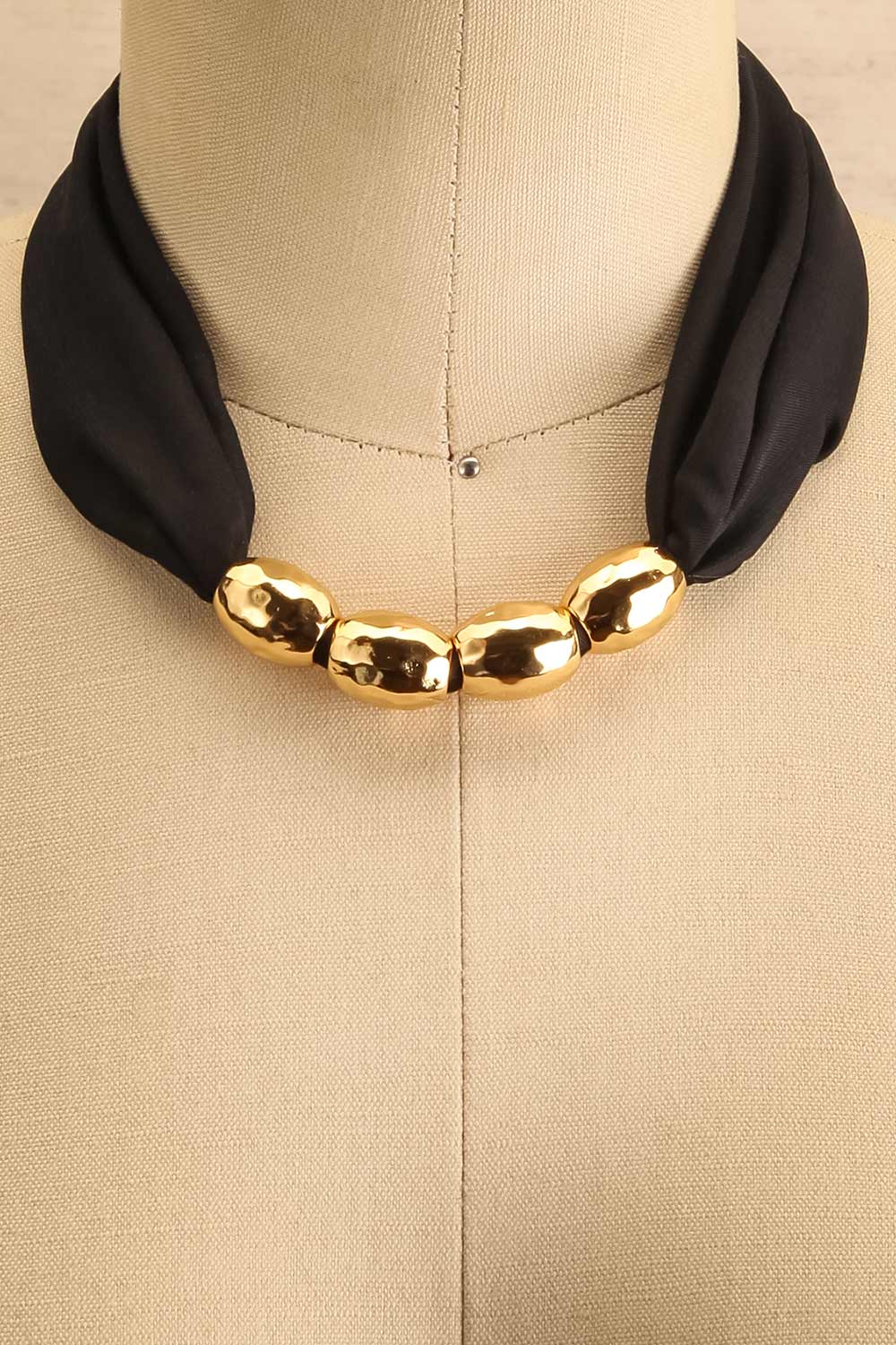 Arcanel Gold Black Fabric Necklace to Tie | La petite garçonne neck
