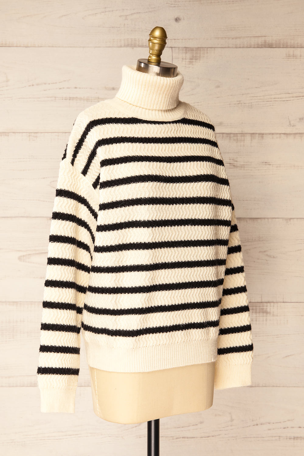 Arcot Striped Knit Turtleneck Sweater | La petite garçonne side view