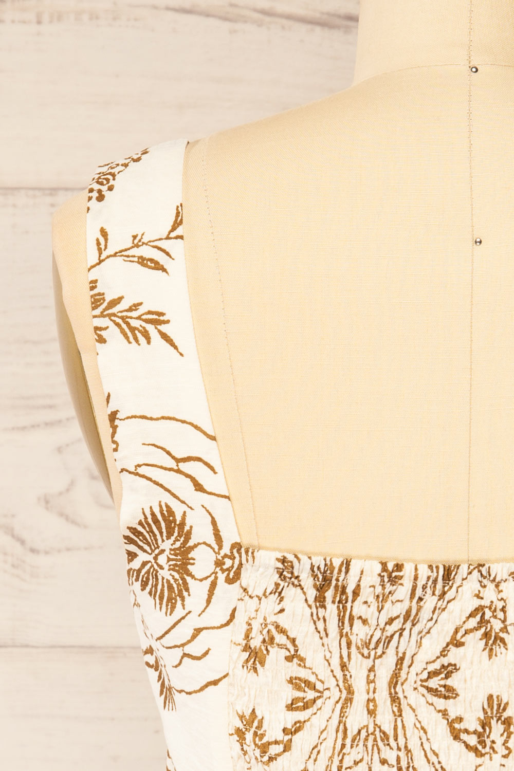 Ardane Beige Brown Floral Cropped Top with Square Neck | La petite garçonne back