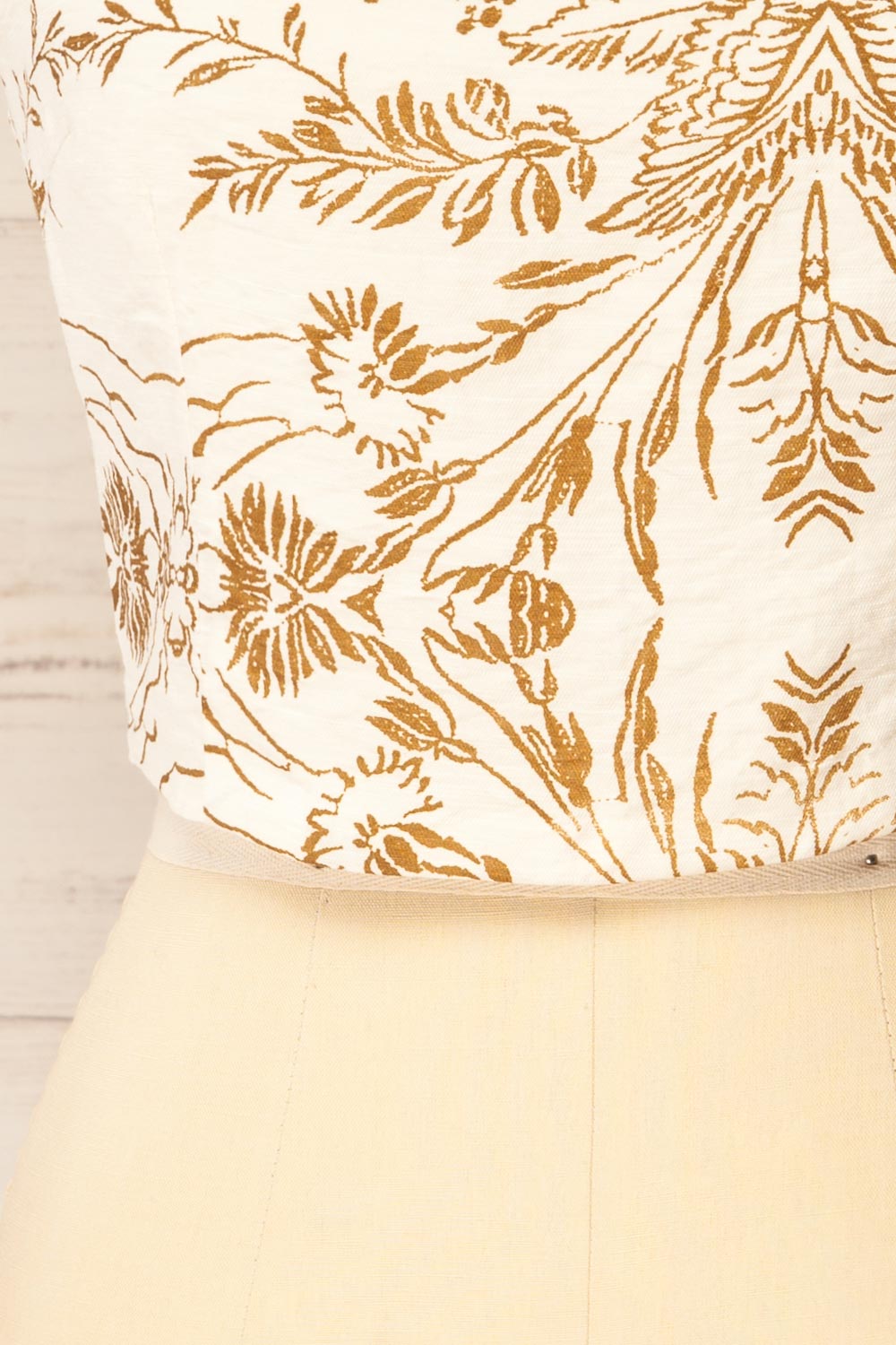 Ardane Beige Brown Floral Cropped Top with Square Neck | La petite garçonne bottom