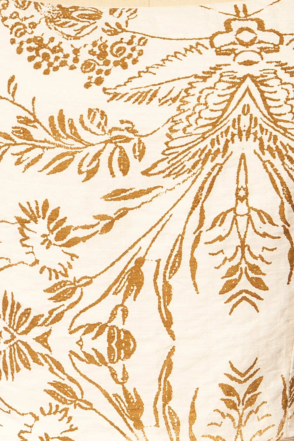 Ardane Beige Brown Floral Cropped Top with Square Neck | La petite garçonne fabric 