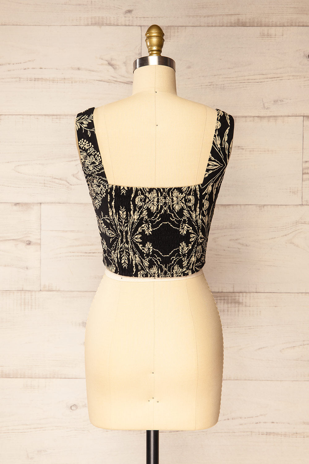 Ardane Black White Floral Cropped Top with Square Neck | La petite garçonne back view