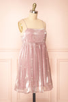 Ardelle Short Mauve Babydoll Dress w/ Pearls | Boutique 1861 side view