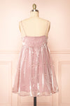 Ardelle Short Mauve Babydoll Dress w/ Pearls | Boutique 1861 back view