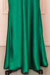 Areane Green Cowl Neck Satin Maxi Dress w/ Chain | Boutique 1861 bottom close-up