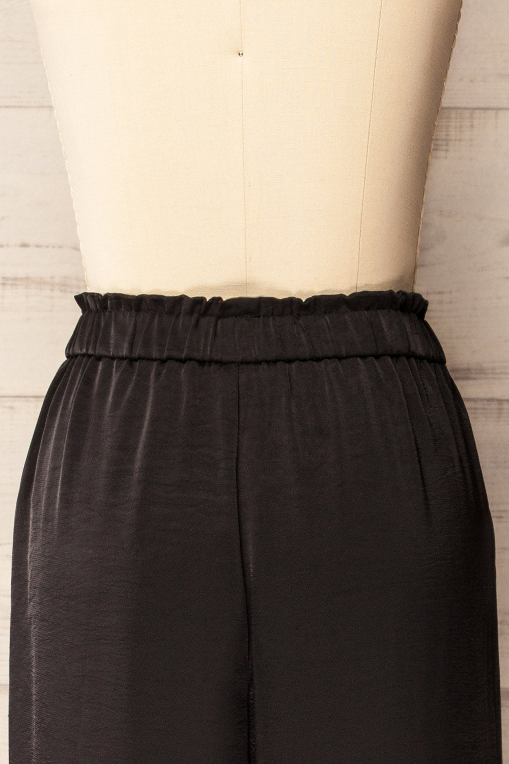 Arendal Black High-Waisted Satin Pants | La petite garçonne back
