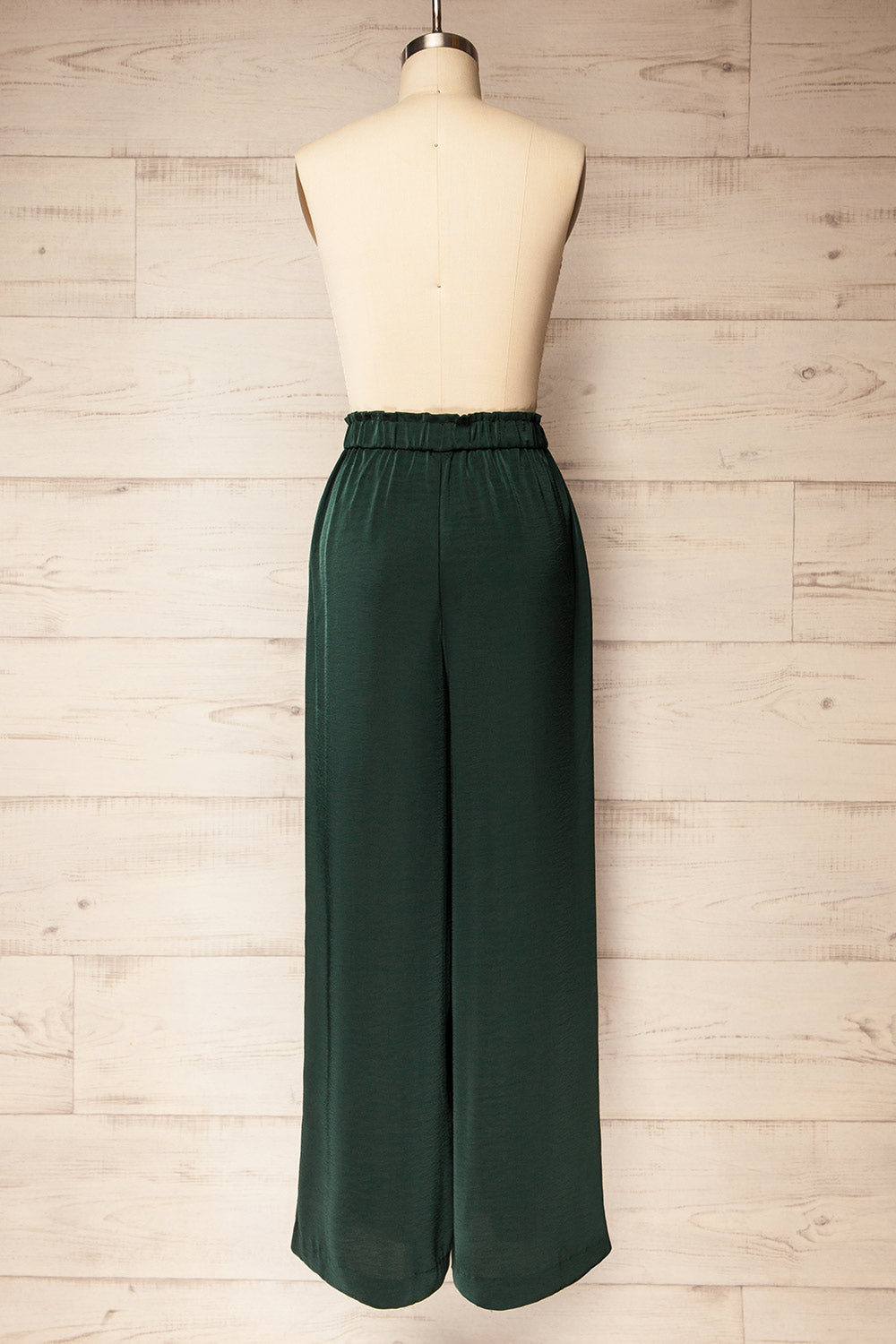 Arendal Green High-Waisted Satin Pants | La petite garçonne back view