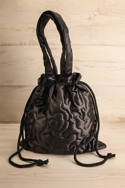 Arhi-Anne Puffy Black Drawstring Tote Bag | La petite garçonne folded