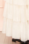 Ariette Ivory High-Waisted Tiered Tulle Skirt | Boutique 1861 bottom close-up