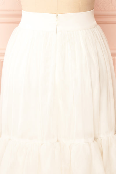 Ariette Ivory High-Waisted Tiered Tulle Skirt | Boutique 1861 back close-up