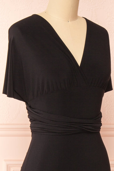 Aristella Black Convertible Midi Dress | Boutique 1861 side close-up