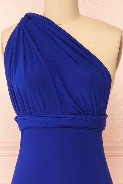 Aristella Blue Convertible Midi Dress | Boutique 1861 front close-up