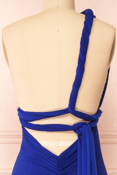 Aristella Blue Convertible Midi Dress | Boutique 1861 back close-up