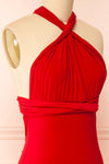 Aristella Red Convertible Midi Dress | Boutique 1861 side close-up