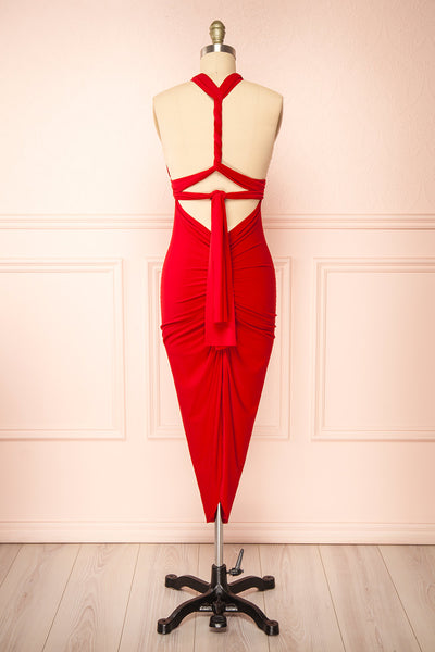 Aristella Red Convertible Midi Dress | Boutique 1861 back view