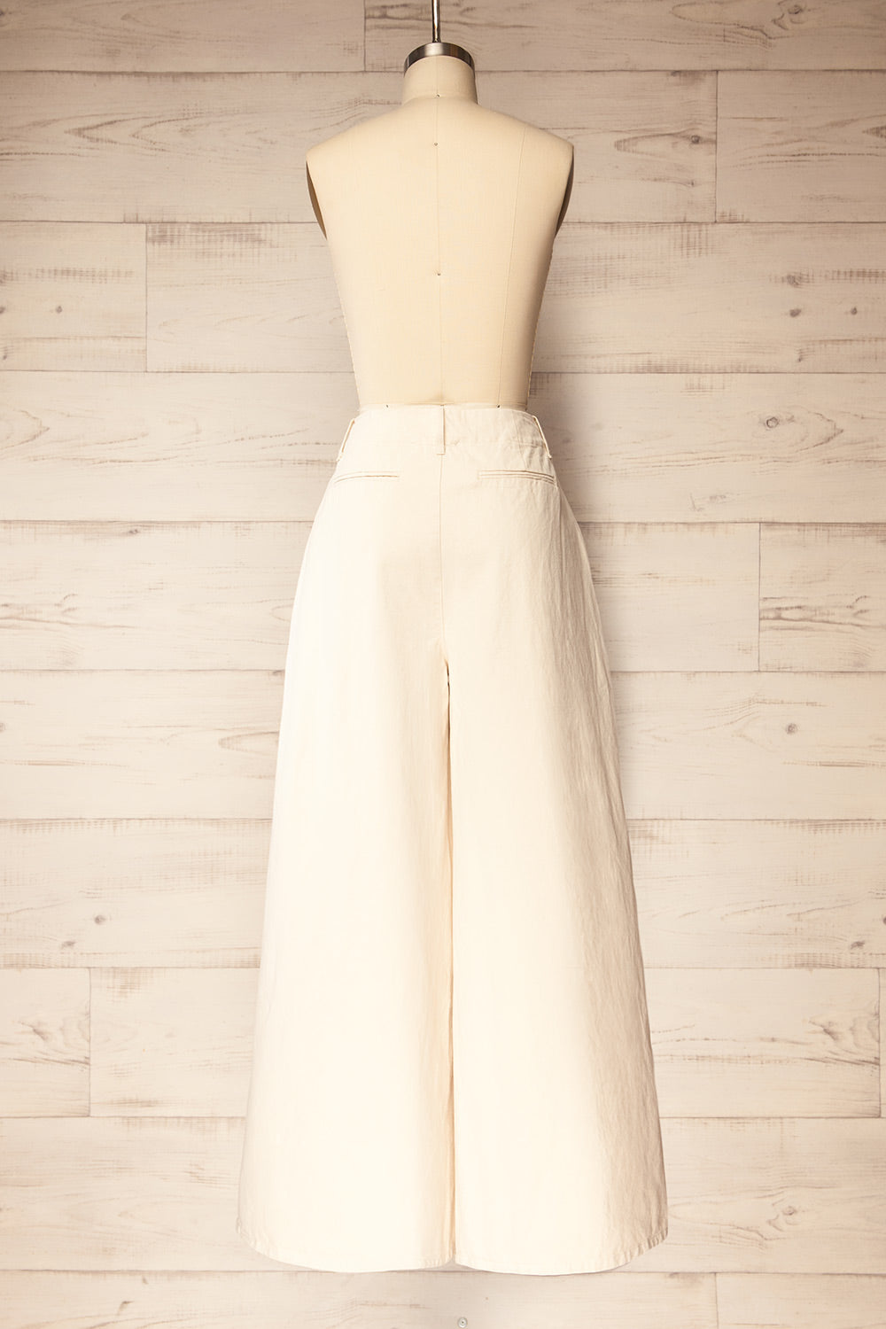 Arizona Ivory Wide Leg Pants with Waist Pleats | La petite garçonne back view