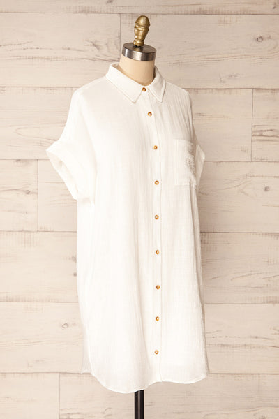Arles Ivory Short Shirt Dress w/ Pockets | La petite garçonne  side view