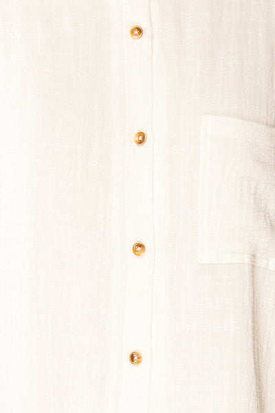 Arles Ivory Short Shirt Dress w/ Pockets | La petite garçonne  fabric