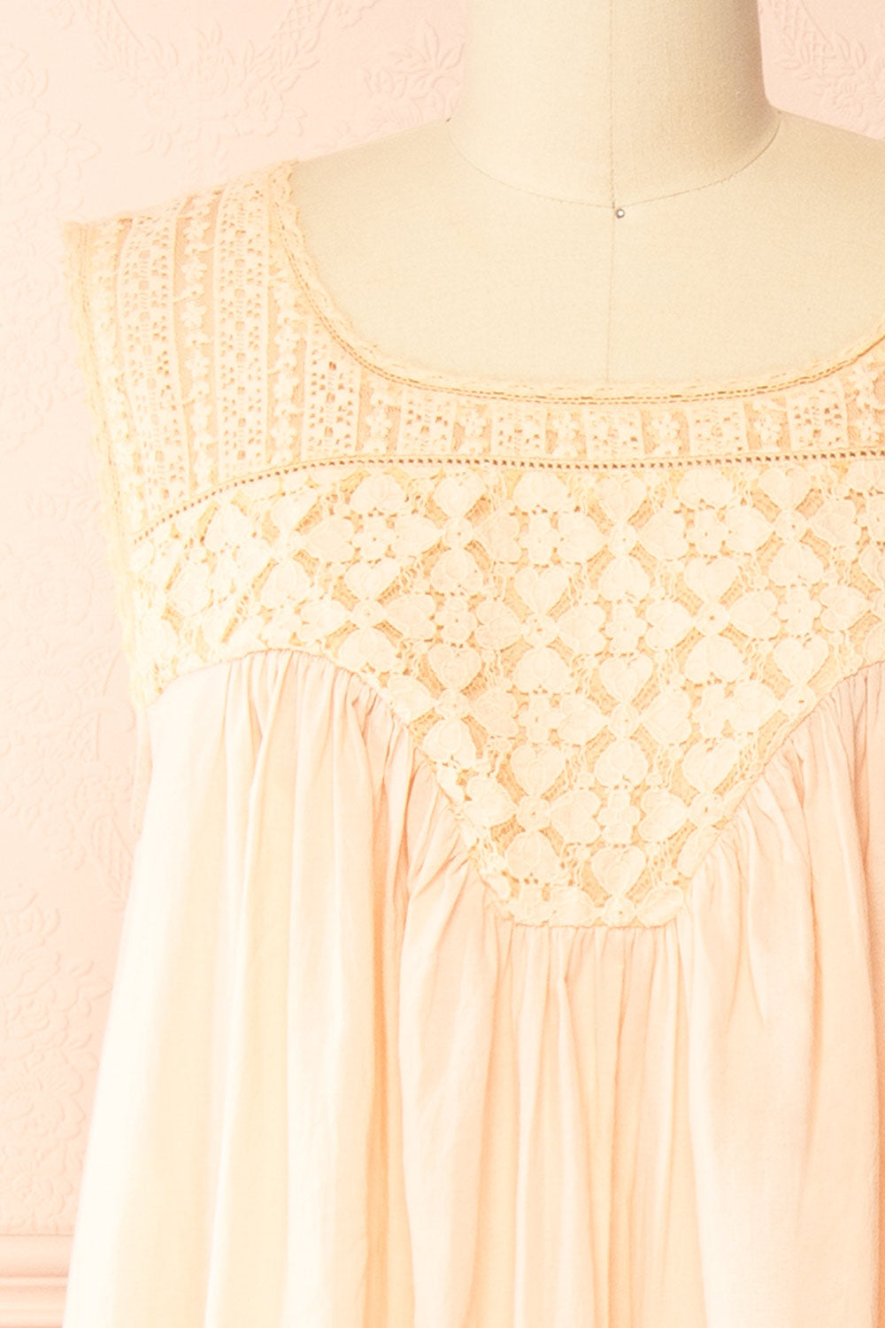 Arleth Pink Lace Yoke Midi Nightgown with Pockets by April Cornell | Boutique 1861 front