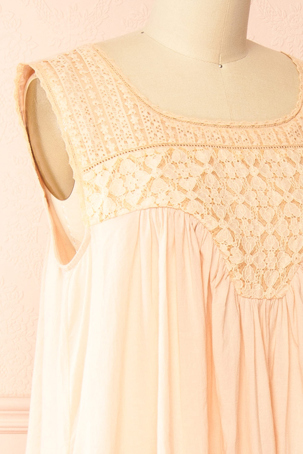 Arleth Pink Lace Yoke Midi Nightgown with Pockets by April Cornell | Boutique 1861 side