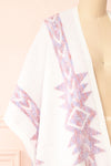 Arwen White Poncho w/ Pastel Print | Boutique 1861 side close-up