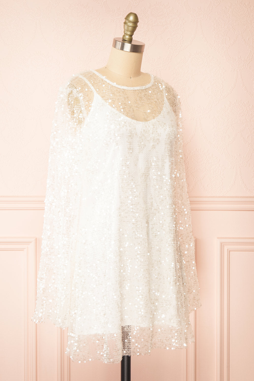 Asael Ivory Short Long-Sleeved Sequin Dress | Boutique 1861  side view