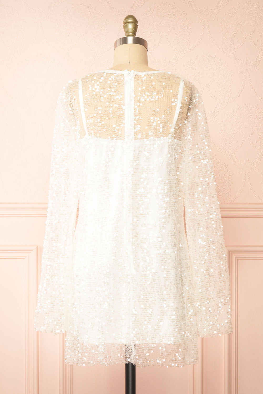 Asael Ivory Short Long-Sleeved Sequin Dress | Boutique 1861  back view