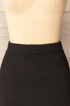 Asher Black Textured Mini Skirt | La petite garçonne  front close-up