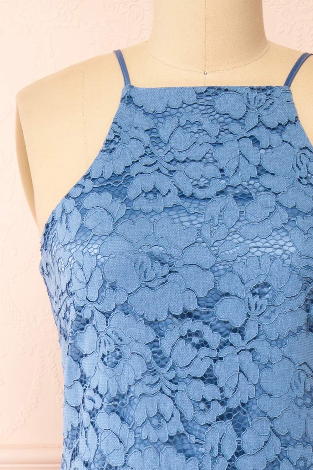 Ashley Blue Midi Straight Lace Dress | Boutique 1861 front