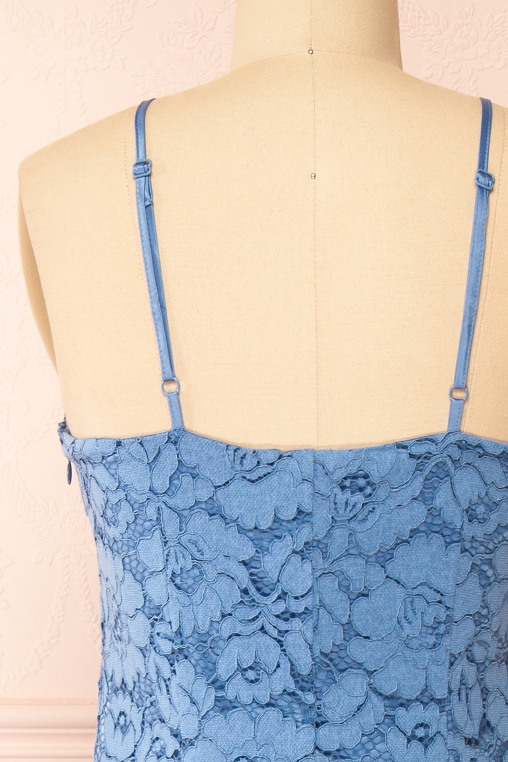 Ashley Blue Midi Straight Lace Dress | Boutique 1861 back