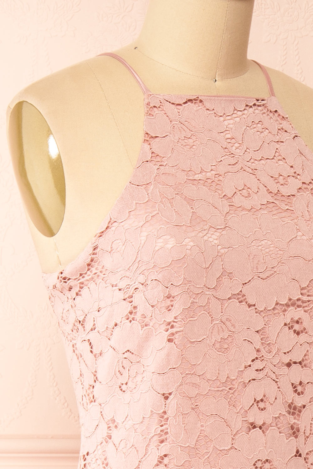 Ashley Mauve Straight Lace Midi Dress | Boutique 1861 side
