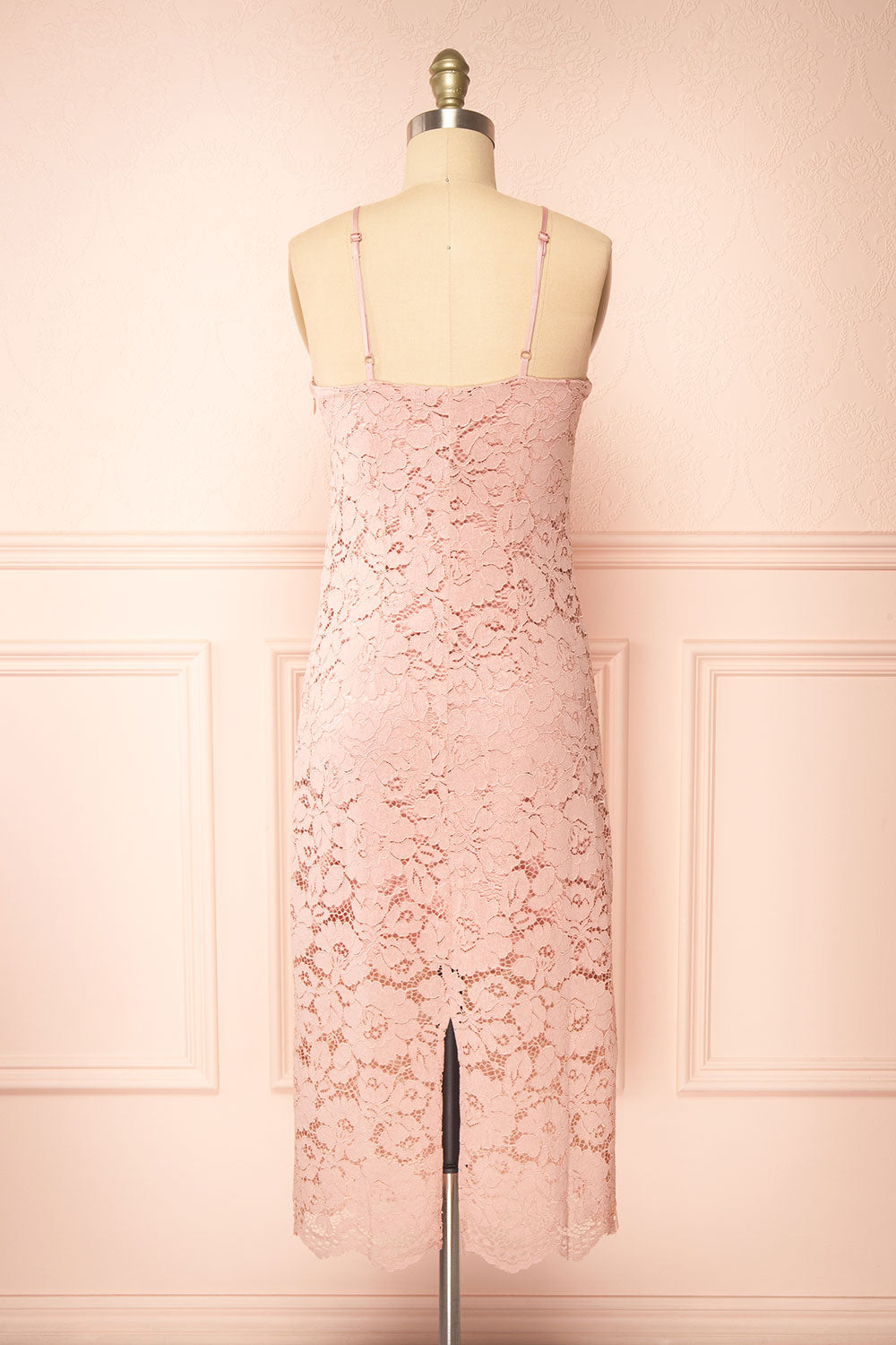 Ashley Mauve Straight Lace Midi Dress | Boutique 1861 back view