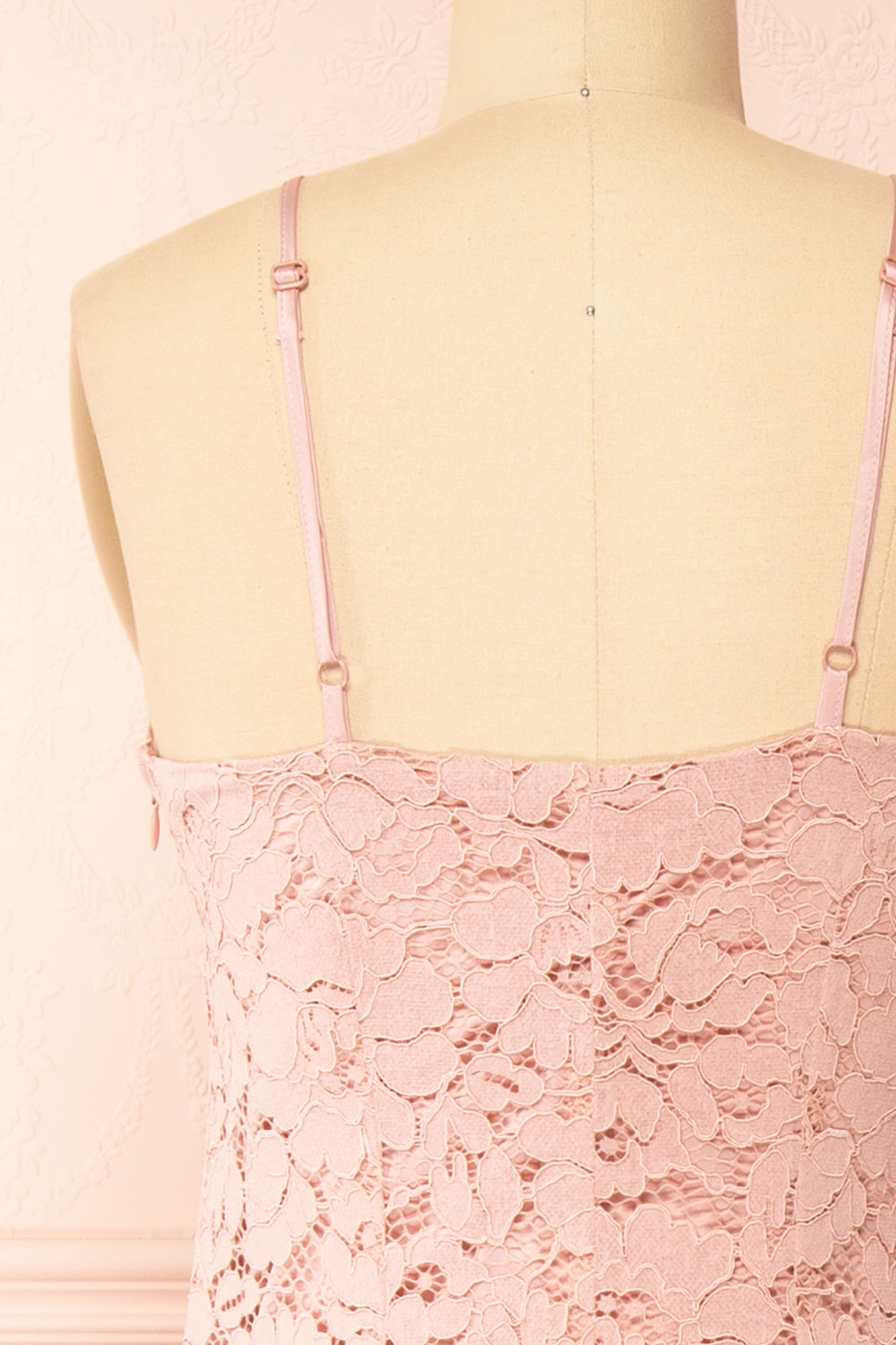 Ashley Mauve Straight Lace Midi Dress | Boutique 1861 back