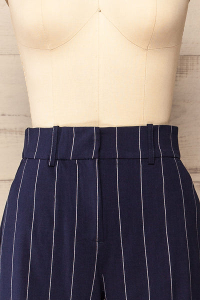 Ashwell Navy Blue Striped Cargo Pants | La petite garçonne front