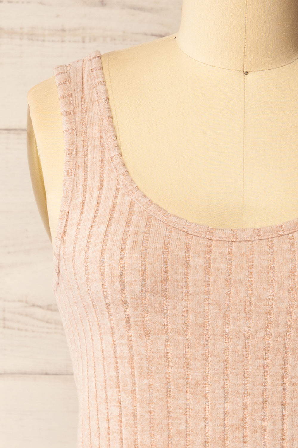 Assouan Beige Soft Ribbed Knit Tank Top | La petite garçonne front